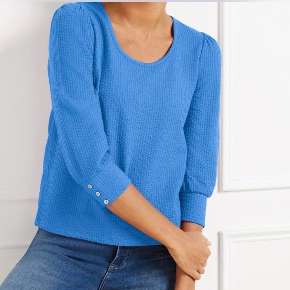 Talbots Blue Textured Blouse